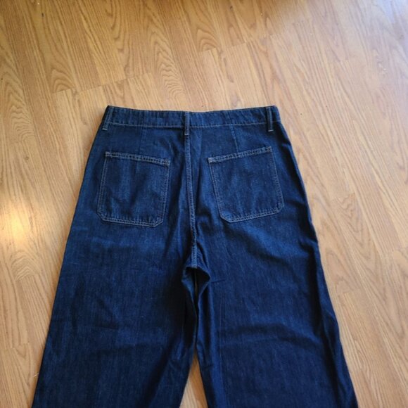 NEW NWT! OLD NAVY DRAPEY DENIM HIGH RISE BAGGY WIDE LEG TROUSER JEANS DENIM 12T - Picture 5 of 6